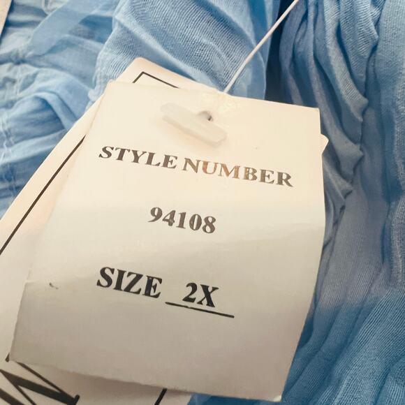 NEW! Kaelyn Max II Fringe Top Sky Blue V Neck Long Sleeve - 2X - Picture 6 of 6